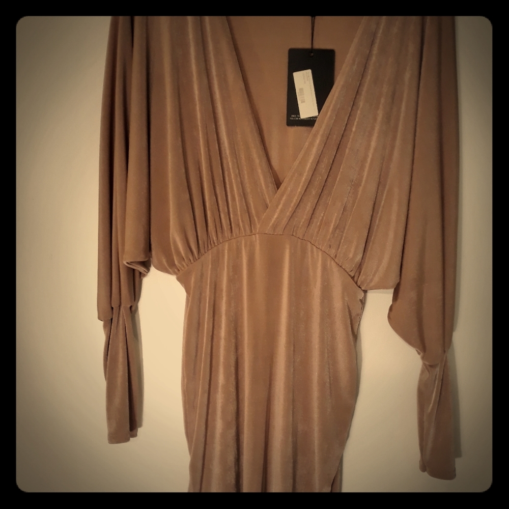Pale Pink Plunging Neckline Dress - Missguided